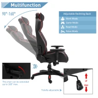 Vinsetto Executive Racing Chair Adjustable Padded Seat with Wheels Black/ Red(m-5)