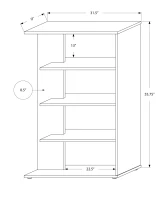 Monarch 56" Contemporary Reclaimed Wood-look 4-Shelf Adjustable Bookshelf - White(m-4)