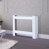 HOMCOM 44" Radiator Cover Painted Slatted MDF Cabinet Lined Grill White(m-1)