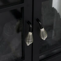 HOMCOM Electric Fireplace Heater, Fireplace Stove with Realistic LED Flames and Logs, Remote Control and Overheating Protection, 1400W, Black(m-9)