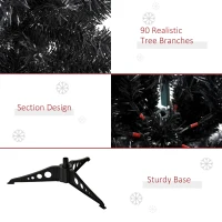 HOMCOM 3ft Artificial Christmas Tree Unlit Douglas Fir with Realistic Branches and 90 Tips, Black Halloween Style Holiday Decoration(m-7)