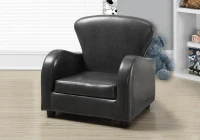 Monarch Kids' Padded Upholstered Leather-Look Accent Arm Chair - Charcoal Grey(m-2)
