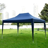 Outsunny 10’x15’ Outdoor Pop Up Party Tent Folding Wedding Gazebo Canopy with 4 Removable Sidewalls (Blue)(m-5)