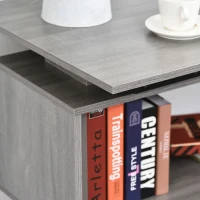 HOMCOM Mobile L-Shaped Rotating Computer Desk with Storage Shelves Moveable Rolling Writing Table Home Office Study Workstation for Home Office, Grey(m-13)