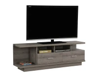 Monarch 60" Contemporary Wood Grain-Look Open Shelf Storage 2-Drawer Console TV Stand - Dark Taupe Finish(m-1)