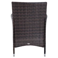 Outsunny 7 Pieces Rattan Dining Set Garden Wicker Furniture Slatted Tabletop Deck(m-10)