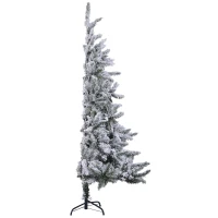 HOMCOM 6ft Artificial Christmas Tree Unlit Premium Snow Flocked  472 Tips Foldable Base Festival Decoration(m-5)