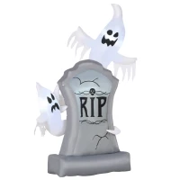 HOMCOM 5.1 ft Inflatable Ghosts with Tombstone, Halloween Outdoor LED Light Yard Display, Waterproof(m-1)