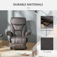 HOMCOM Manual Recliner, Swivel Lounge Armchair with Side Pocket, Footrest and Cup Holder for Living Room, Brown(m-5)