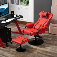 Vinsetto High Back Video Gaming Recliner with Ottoman, Racing Style PC Computer Office Chair, Swivel with Headrest & Lumbar Support, Adjustable Height, Red/Black(m-8)