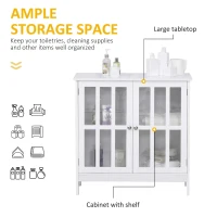 kleankin Contemporary Storage Cabinet, Cupboard Buffet Credenza with 2 Doors for Multifunction in Kitchen, Hallway, Living Room, White(m-4)