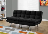 Monarch Split Back Micro-Suede Convertible Sleeper Sofa - Black(m-2)