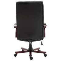 Vinsetto High Back Faux Leather Office Chair with Button Tufted Design, Executive Computer Desk Chair with Solid Wood Feet and Arms, Black(m-10)