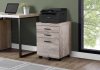Monarch Contemporary Rustic Reclaimed Wood-look 3 Drawer Filing Cabinet with Castors - Taupe(m-2)