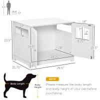 PawHut 29.5" Wooden Dog Cage with Windows, End Table Furniture Style, Modern Pet Kennel with Lockable Doors Elevated Base for Small and Medium-sized Dogs, White(m-3)