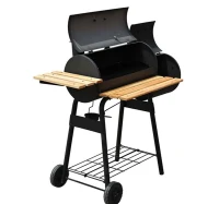 Outsunny Free Standing Charcoal BBQ Grill Barbecues 2 Burners Cooking with Wheels Black(m-7)