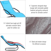 Outsunny Zero-Gravity Rocking Chair Garden Patio Lounger Seat Outdoor Indoor Texteline Recliner Backyard Aluminum Frame Rocker Blue(m-6)
