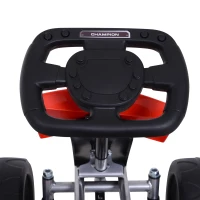 Aosom Kids Go Kart, 4 Wheeled Ride On Pedal Car, Racer for 3 years, for Boys and Girls, Outdoor - Red(m-10)