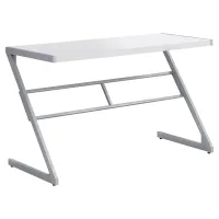 Monarch 48" Contemporary Z-Shaped Laminate Top Computer Writing Desk - White / Silver(m-1)