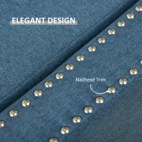 HOMCOM Nailhead Trim Upholstered Flip Top Storage Bench, Fabric Ottoman for Bedroom, or Living room, Blue(m-6)