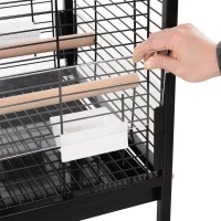 PawHut Metal Bird Parrot Cage With Rolling Standing 5ft w/ perches and bowls Black(m-15)