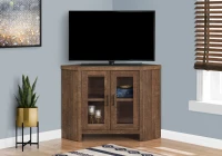 Monarch 42" Corner TV Stand and Cabinet with Glass Doors and Reclaimed Wood-Look Finish - Brown(m-2)