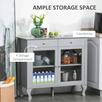 HOMCOM Retro Style Kitchen Sideboard, Buffet Cabinet, Cupboard with Glass Doors and Drawers, Adjustable Shelves for Living Room(m-4)