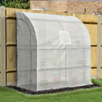 Outsunny 7' x 3' x 7' Outdoor Walk-In Greenhouse, Plant Nursery with Roll-up Windows, PE Cover, and 3 Wire Shelves(m-2)