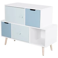 HOMCOM Kids Cabinet Bedroom Storage Organization Unit Bedroom Blue(m-2)