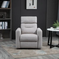 HOMCOM Manual Recliner Swivel Rocker Chair Theater Chair Single Sofa with Linen Fabric for Living Room Bedroom, Beige(m-2)