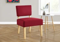 Monarch Upholstered Armless Contemporary Accent Chair with Solid Wood Legs - Red Linen-Look / Natural Wood(m-2)