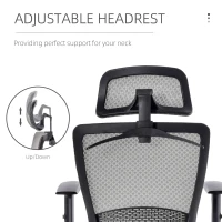 Vinsetto High-Back Mesh Home Office Chair with Coat Hanger, Computer Task Chair with Adjustable Height, Arms, Headrest and Lumbar Support, 360° Wheels and Seat, Reclining Function, Grey(m-8)