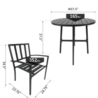 Outsunny 3pcs Outdoor Bistro Set Table and Chair Set Black(m-3)