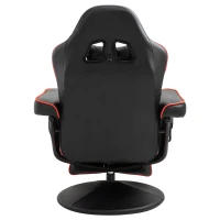 Vinsetto High Back Racing Style Gaming Chair, PU Leather Gamer Recliner Chair with Swivel Pedestal Base, Adjustable Footrest, and Head Pillow, Black(m-7)