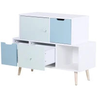 HOMCOM Kids Cabinet Bedroom Storage Organization Unit Bedroom Blue(m-3)