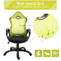 Vinsetto Executive Adjustable Office Chair Mid Back Rocking Office Chair with Wheels Neon Color(m-5)