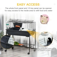 PawHut Two-Story Small Animal Cage Removable from Stand, Pet Habitat with Shelf & Wheels, 33" x 18.5" x 35", Charcoal Gray(m-6)