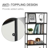 HOMCOM Modern 7 Tier Bookshelf Bookcase Utility Storage Shelf Organizer for Home Office with Display Rack Metal Frame, Walnut(m-6)