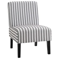 HOMCOM Linen Fabric Dining Chair with Pine Wood Legs and Sponge Padded Cushion, for Living Room, Dining Room, Line Pattern(m-1)