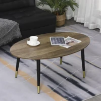 HomCom Oval Modern Simple Coffee Table with Strong Metal Legs, Quality Build Material, & Multifunctional Design, Brown(m-2)