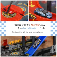 Qaba 7-Level Car Parking Garage Toy Race Tracks Car Ramp Set Toddler Car Games 96PCS w/ Cars & Helicopter Elevator Gas Station Car Repair Station for 3-6 Years Old(m-4)