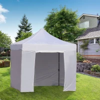 Outsunny 9.4' Folding Gazebo Metal Canopy Party Tent With Sandbag Adjustable Height White(m-1)