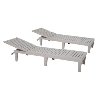 Outsunny 2-Piece Outdoor Patio Chaise Lounge Chair with 5-Level Adjustable Backrest, Zippered Cushions, & Modern Design(m-12)