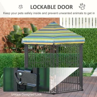 PawHut Heavy-Duty Outdoor Dog Kennel 60"x52" with Weather-Resistant Roof, Secure Metal Pet Cage for Backyard(m-5)
