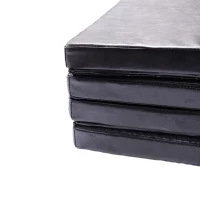 Soozier 4ftx10ftx2inch PU Leather Gymnastics Tumbling Gym Mat Arts Folding Yoga Exercise Pad 4 Panel (Black)(m-6)
