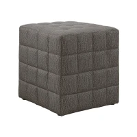 Monarch Padded Linen-Look Tufted Cube Ottoman - Light Brown(m-1)