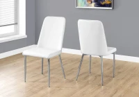 Monarch 2 Piece PU Leather Chrome Legged Modern Dining Chair Set - White(m-2)