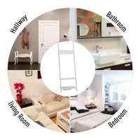 HOMCOM 3 Tier Leaning Ladder Shelf Wall Storage Display Rack Bookcase Plant Flower Stand White, (26.25"Lx15.25"Wx77.25"H)(m-6)