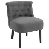 HOMCOM Modern Accent Leisure Chair with Mid Back Button-Tufted Upholstered Fabric and Wooden Legs for Living Room and Bedroom, Grey(m-1)