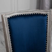 HOMCOM Vintage Upholstered Dining Chairs Set Of 2 with Nailhead Trim , Thick Padded Seat Cushions, and Wood Legs, Blue(m-15)
